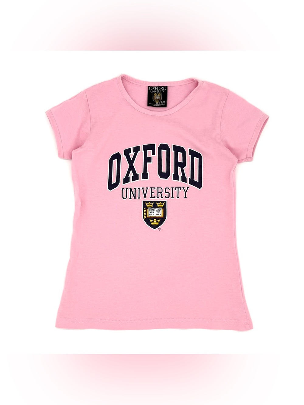 GUC Oxford University Crest Official Little Girls T-Shirt in Pink 7/8